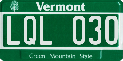 VT license plate LQL030