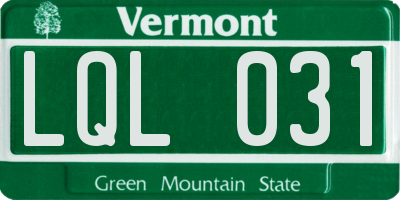 VT license plate LQL031