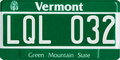 VT license plate LQL032