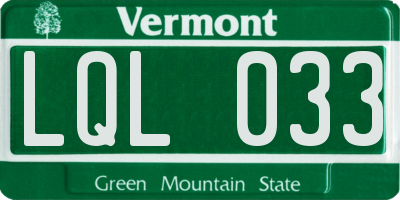 VT license plate LQL033