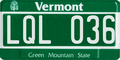 VT license plate LQL036