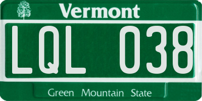 VT license plate LQL038
