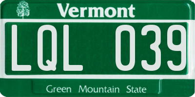 VT license plate LQL039