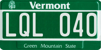 VT license plate LQL040