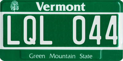 VT license plate LQL044