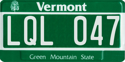 VT license plate LQL047