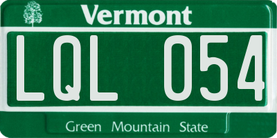 VT license plate LQL054