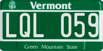 VT license plate LQL059