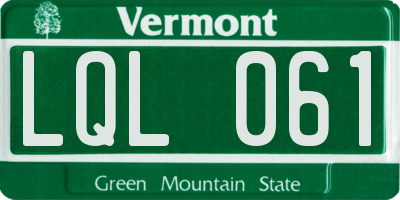 VT license plate LQL061