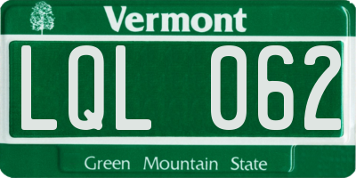 VT license plate LQL062