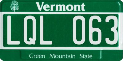 VT license plate LQL063