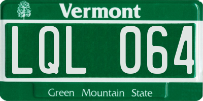 VT license plate LQL064