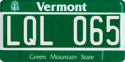 VT license plate LQL065