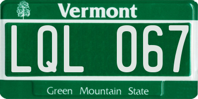 VT license plate LQL067
