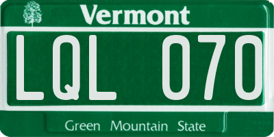VT license plate LQL070
