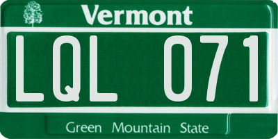 VT license plate LQL071