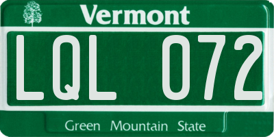 VT license plate LQL072