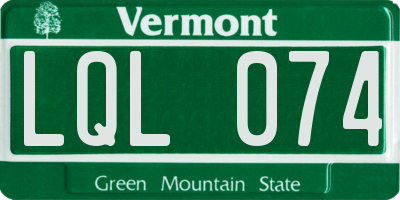 VT license plate LQL074
