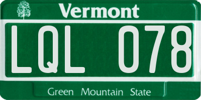 VT license plate LQL078