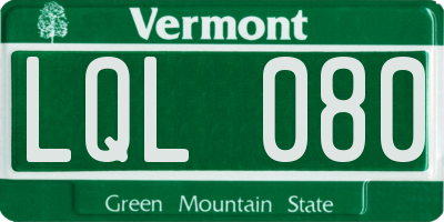 VT license plate LQL080
