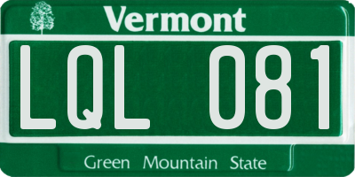 VT license plate LQL081
