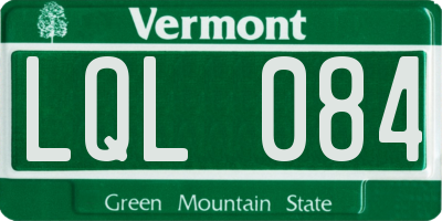 VT license plate LQL084