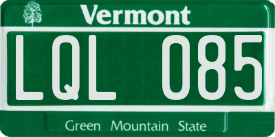 VT license plate LQL085