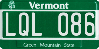 VT license plate LQL086
