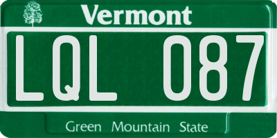 VT license plate LQL087