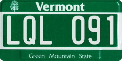 VT license plate LQL091