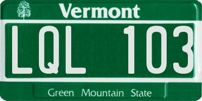 VT license plate LQL103