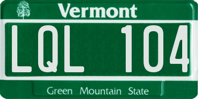 VT license plate LQL104