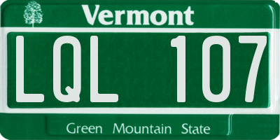 VT license plate LQL107