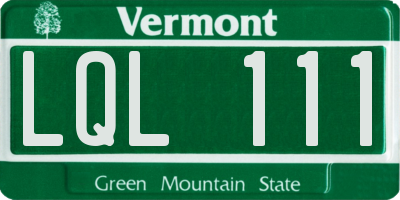 VT license plate LQL111