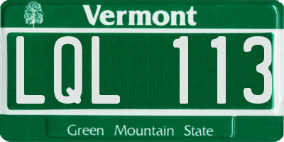VT license plate LQL113