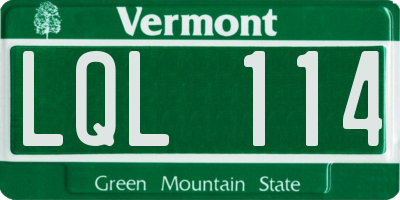 VT license plate LQL114