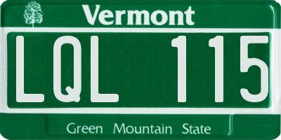 VT license plate LQL115