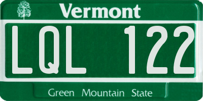 VT license plate LQL122