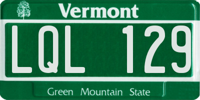 VT license plate LQL129