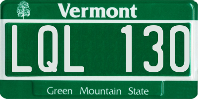 VT license plate LQL130