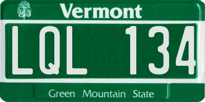 VT license plate LQL134