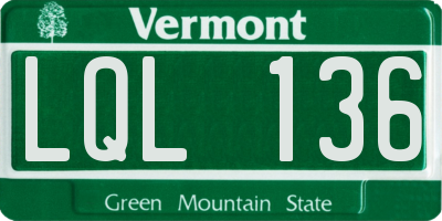 VT license plate LQL136