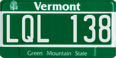 VT license plate LQL138