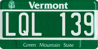 VT license plate LQL139