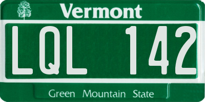 VT license plate LQL142