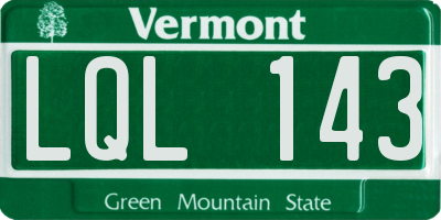 VT license plate LQL143