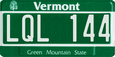 VT license plate LQL144