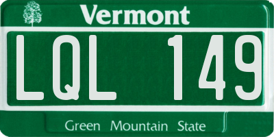 VT license plate LQL149