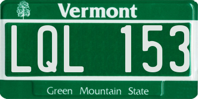 VT license plate LQL153