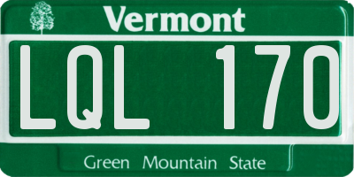 VT license plate LQL170
